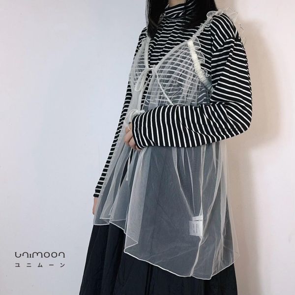 ᴅᴇᴄ 𝟮𝟱-𝟭𝟵 卷邊小浪漫綁帶透紗背心 