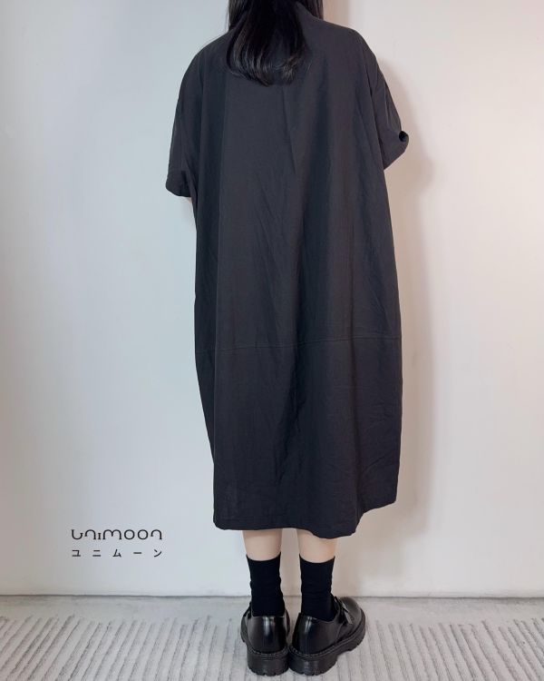 𝟮𝟲𝟯𝟮𝟬 純黑畫布翻蓋口袋襯衫洋裝 