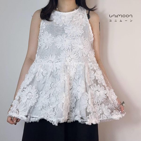 𝟮𝟲𝟰𝟭𝟱 浮花疊影小波點紗背心 