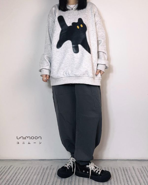 𝟮𝟲𝟭𝟮𝟮 shadow cat花灰色印花落肩大學Tee 