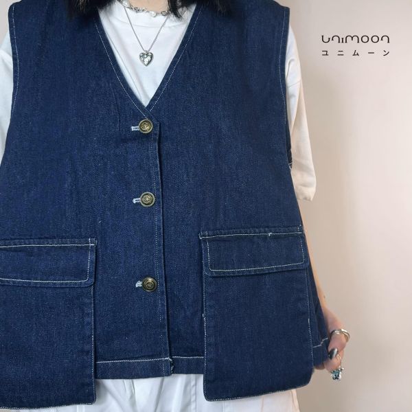 ᴀᴜɢ 𝟮𝟱-𝟭𝟴 設計感口袋牛仔背心 