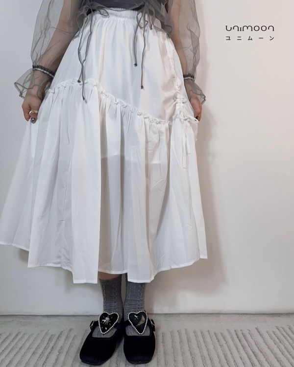 𝟮𝟲𝟯𝟭𝟳 芭蕾風抽繩褶皺設計A字裙 