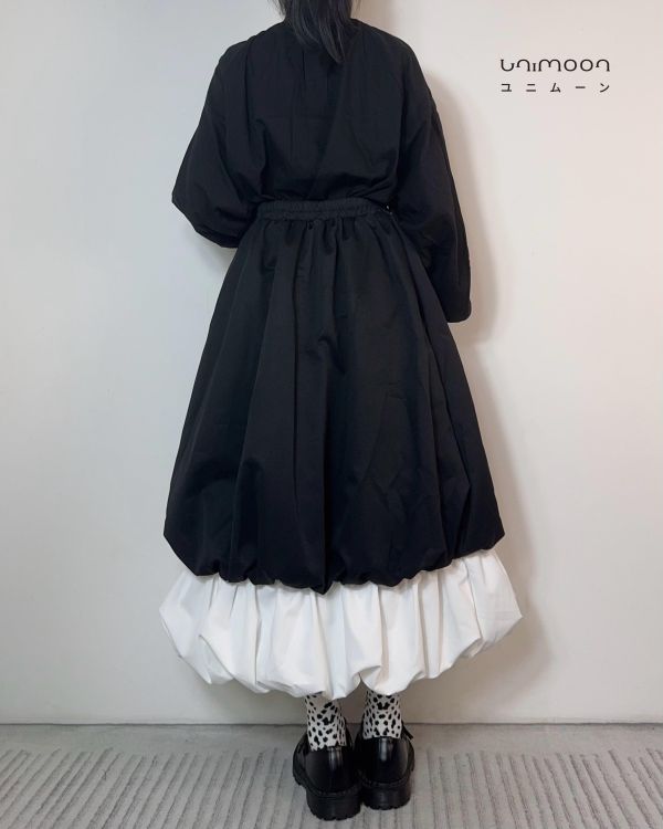 𝟮𝟲𝟮𝟭𝟱 黑白圓舞曲撞色設計花苞裙 