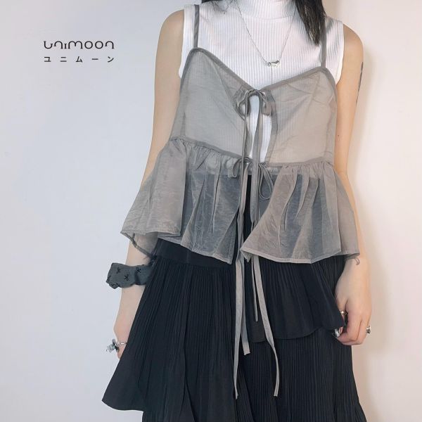 ꜱᴇᴘ 𝟮𝟱-𝟭𝟱 百搭款雙綁帶透紗背心 