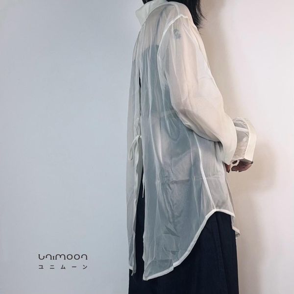 ꜱᴇᴘ 𝟮𝟱-𝟭𝟮 慵懶系玻璃糖紙後綁帶襯衫 