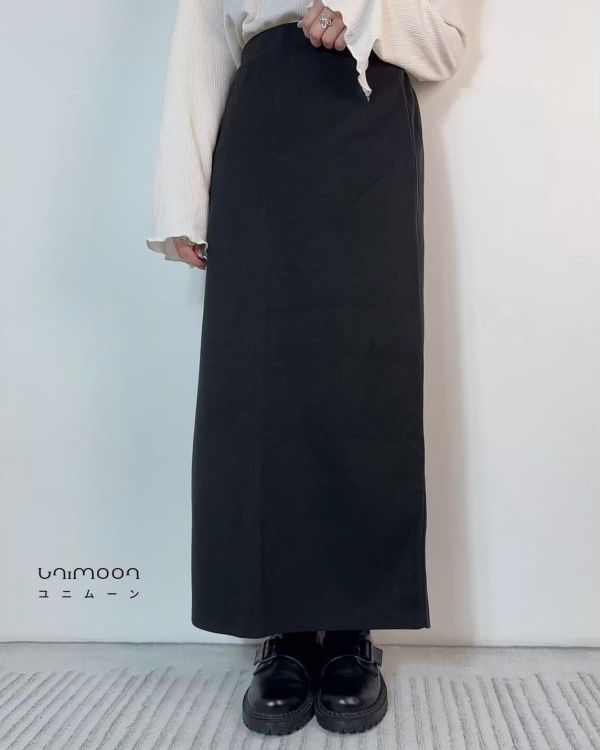 ɴᴏᴠ 𝟮𝟱-𝟭𝟵 基本款蜜桃絨後鬆緊直筒裙 