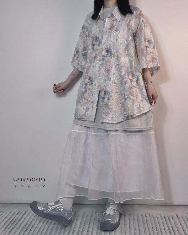 ꜱᴇᴘ 𝟮𝟱-𝟭𝟲 夏日祭典的煙花透膚落肩襯衫 