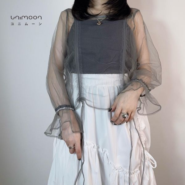 𝟮𝟲𝟯𝟭𝟴 灰天鵝舞曲抽繩設計兩件套上衣 