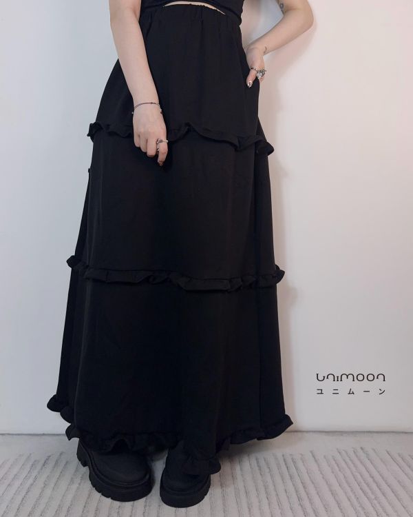 𝟮𝟲𝟰𝟭𝟲 太空棉荷葉邊長裙 