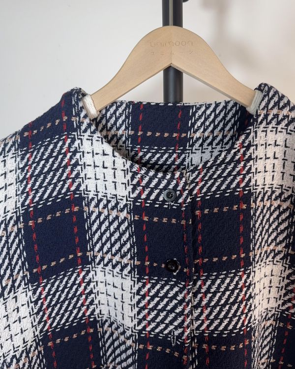 𝟮𝟲𝟮𝟭𝟵 復古編織交錯格紋麻棉雙口袋背心 