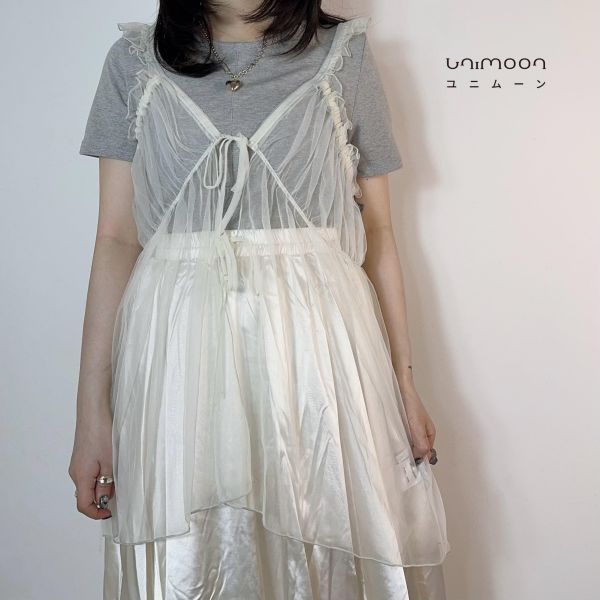 ᴅᴇᴄ 𝟮𝟱-𝟭𝟵 卷邊小浪漫綁帶透紗背心 