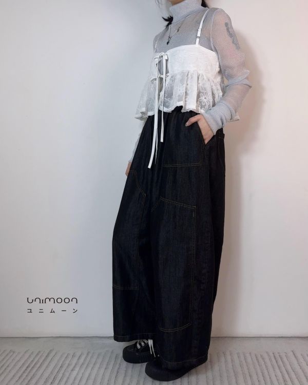 𝟮𝟲𝟮𝟮𝟭 昭和深色微繭型軟牛仔寬褲 