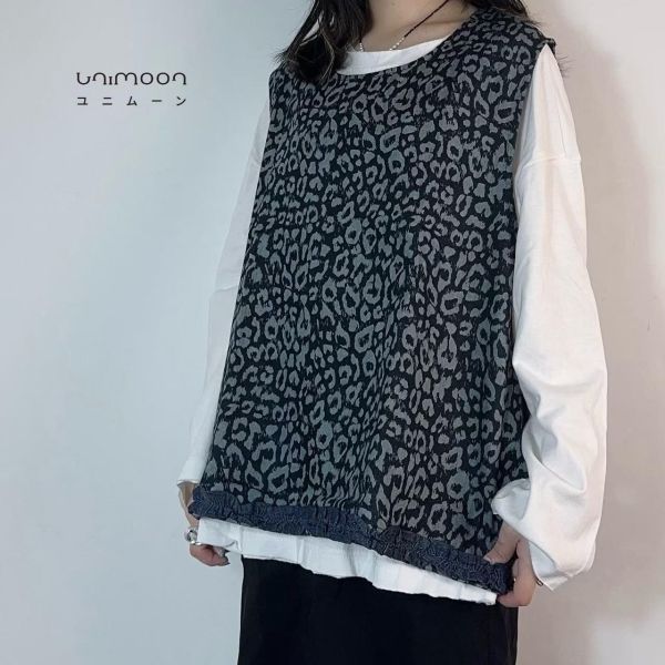 ɴᴏᴠ 𝟮𝟱-𝟮𝟭 丹寧豹紋木耳卷邊背心 