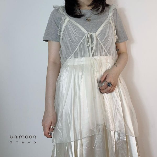 ᴅᴇᴄ 𝟮𝟱-𝟭𝟵 卷邊小浪漫綁帶透紗背心 