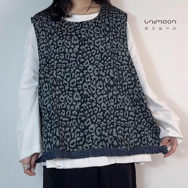 ɴᴏᴠ 𝟮𝟱-𝟮𝟭 丹寧豹紋木耳卷邊背心 