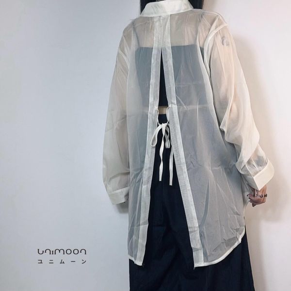 ꜱᴇᴘ 𝟮𝟱-𝟭𝟮 慵懶系玻璃糖紙後綁帶襯衫 