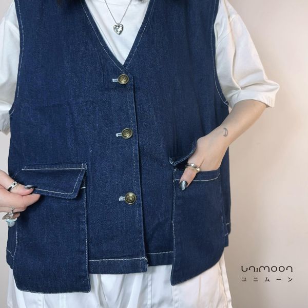 ᴀᴜɢ 𝟮𝟱-𝟭𝟴 設計感口袋牛仔背心 