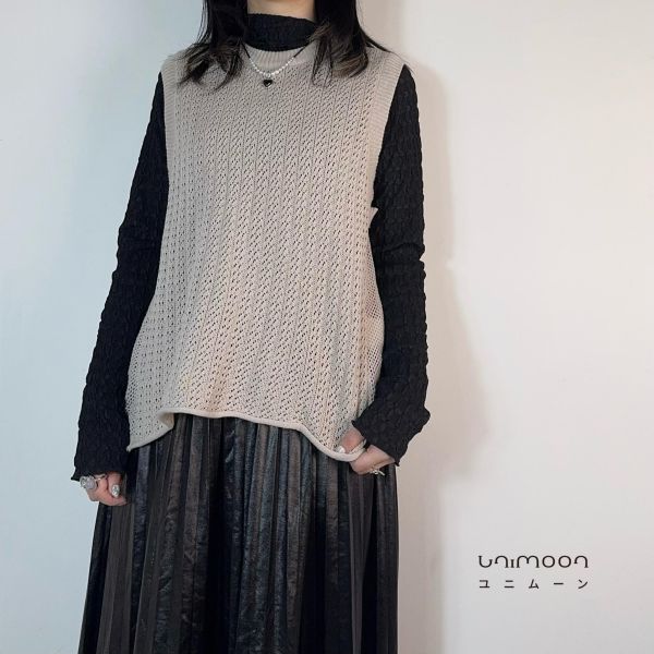 ɴᴏᴠ 𝟮𝟱-𝟮𝟴 奶茶卷邊拼接感針織背心 