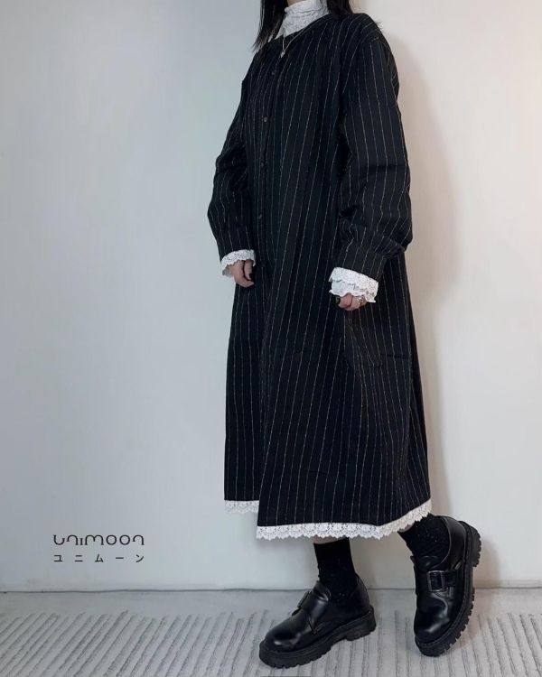 ɴᴏᴠ 𝟮𝟱-𝟳 靜靜書頁蕾絲滾邊襯衫洋裝 