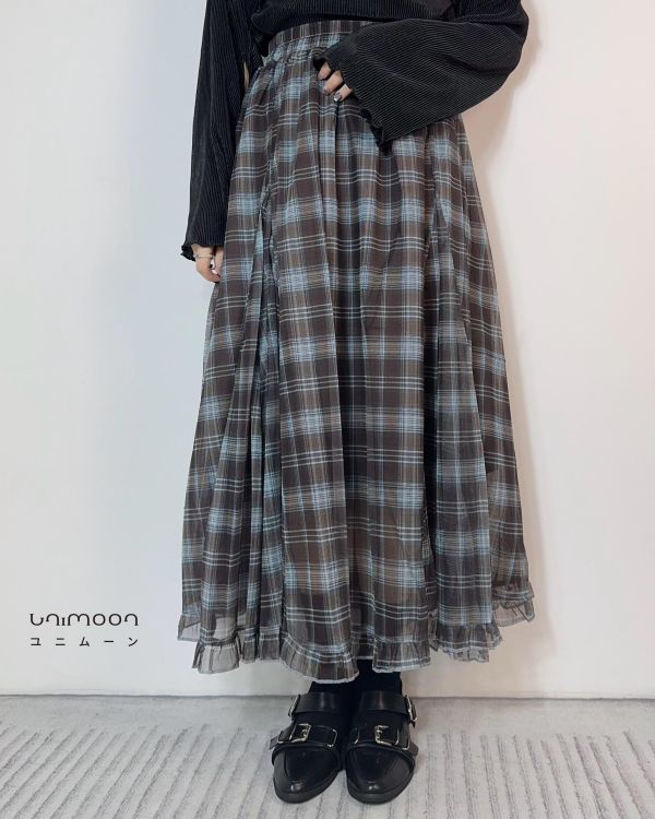 ꜱᴇᴘ 𝟮𝟱-𝟮𝟯 少女心事交錯格三層紗長裙 