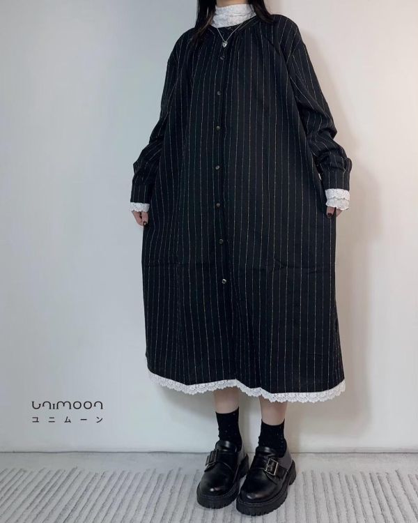 ɴᴏᴠ 𝟮𝟱-𝟳 靜靜書頁蕾絲滾邊襯衫洋裝 