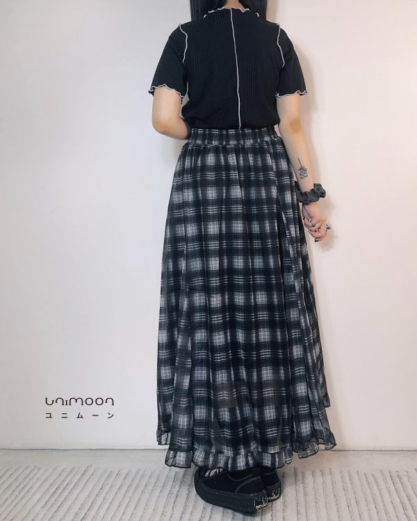 ꜱᴇᴘ 𝟮𝟱-𝟮𝟯 少女心事交錯格三層紗長裙 