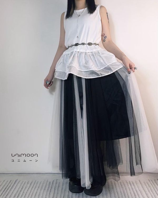 ᴍᴀʏ 𝟮𝟱-𝟵 光影漫步拼色網紗長裙 