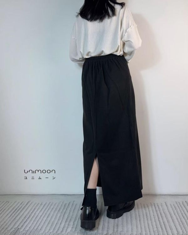 ɴᴏᴠ 𝟮𝟱-𝟭𝟵 基本款蜜桃絨後鬆緊直筒裙 