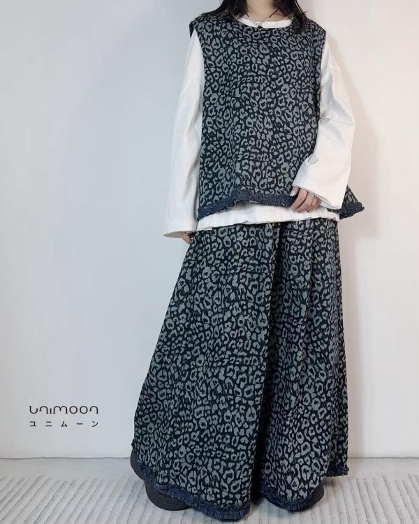 ɴᴏᴠ 𝟮𝟱-𝟮𝟭 丹寧豹紋木耳卷邊背心 