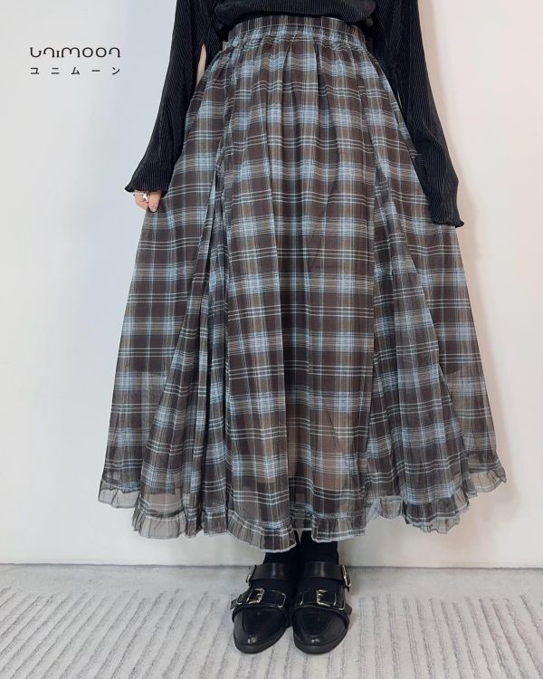 ꜱᴇᴘ 𝟮𝟱-𝟮𝟯 少女心事交錯格三層紗長裙 