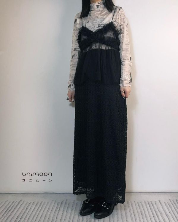 ꜱᴇᴘ 𝟮𝟱-𝟳 夜影刺繡後開衩直筒長裙 