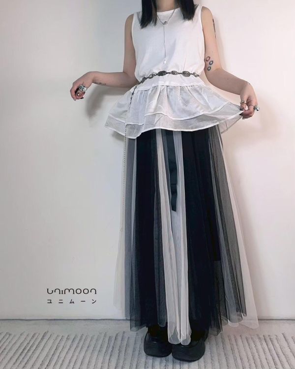 ᴍᴀʏ 𝟮𝟱-𝟵 光影漫步拼色網紗長裙 