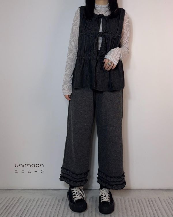 𝟮𝟲𝟯𝟬𝟵 日常小劇場抽繩雙層花邊顯瘦直筒褲 