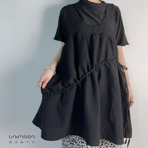 ᴀᴜɢ 𝟬𝟭 U領抽繩綁帶短背心洋裝 