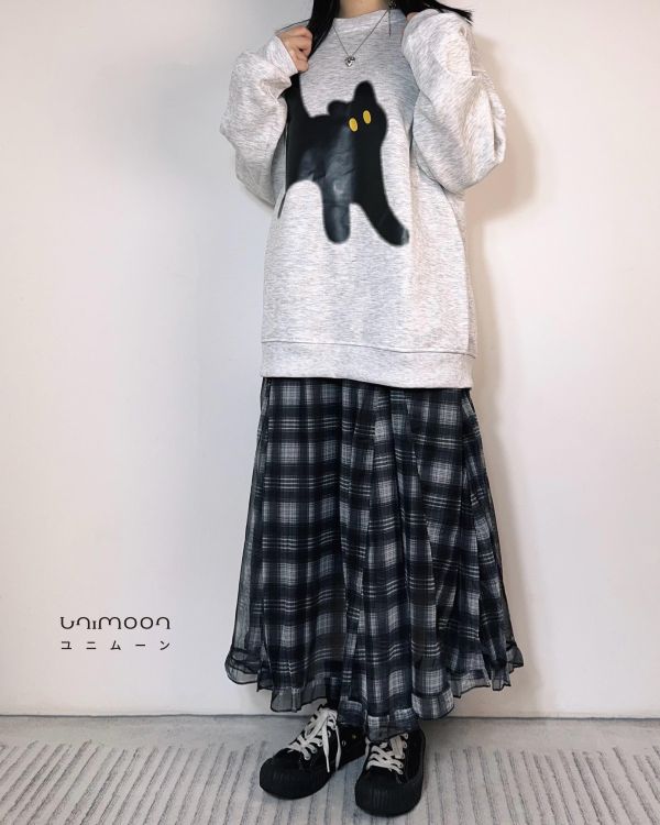 𝟮𝟲𝟭𝟮𝟮 shadow cat花灰色印花落肩大學Tee 