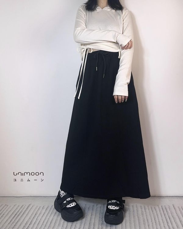 ᴅᴇᴄ 𝟮𝟱-𝟮𝟱 抽繩綁帶棉質長裙 