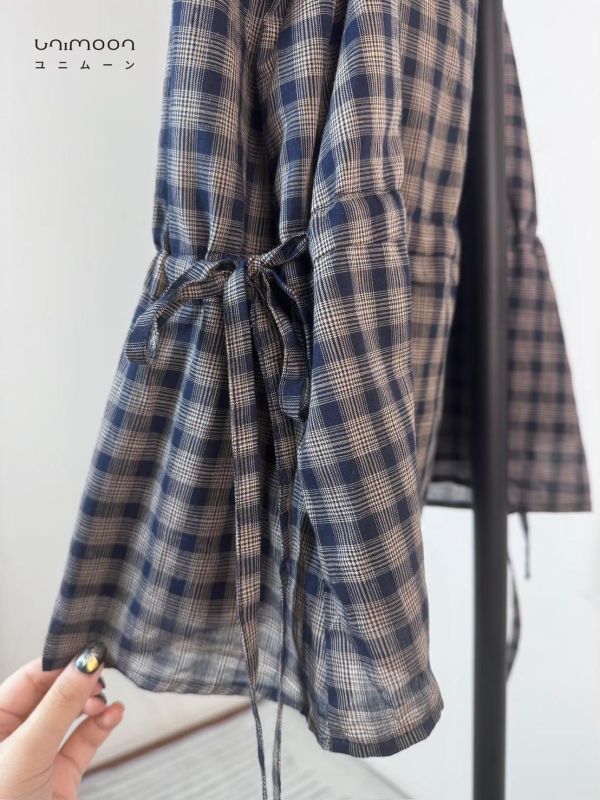 ᴊᴜɴ 𝟮𝟱-𝟮𝟭 格子謎語側綁帶抽皺背心 