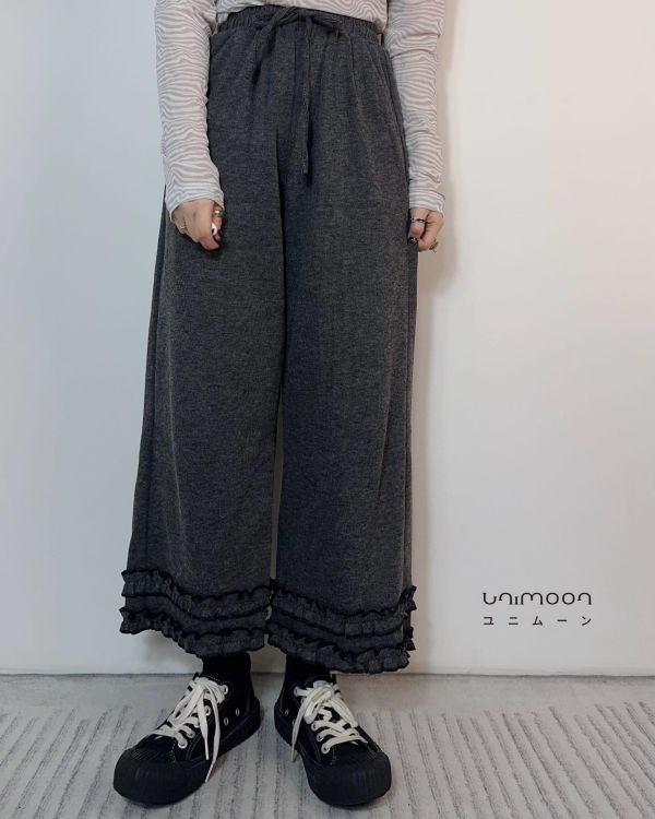 𝟮𝟲𝟯𝟬𝟵 日常小劇場抽繩雙層花邊顯瘦直筒褲 