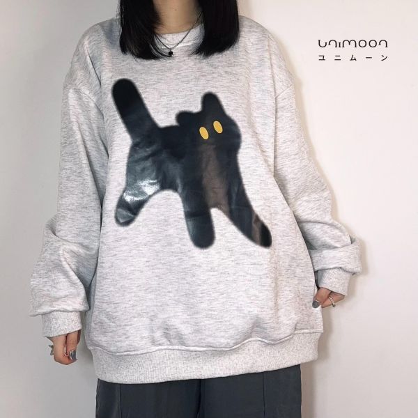 𝟮𝟲𝟭𝟮𝟮 shadow cat花灰色印花落肩大學Tee 