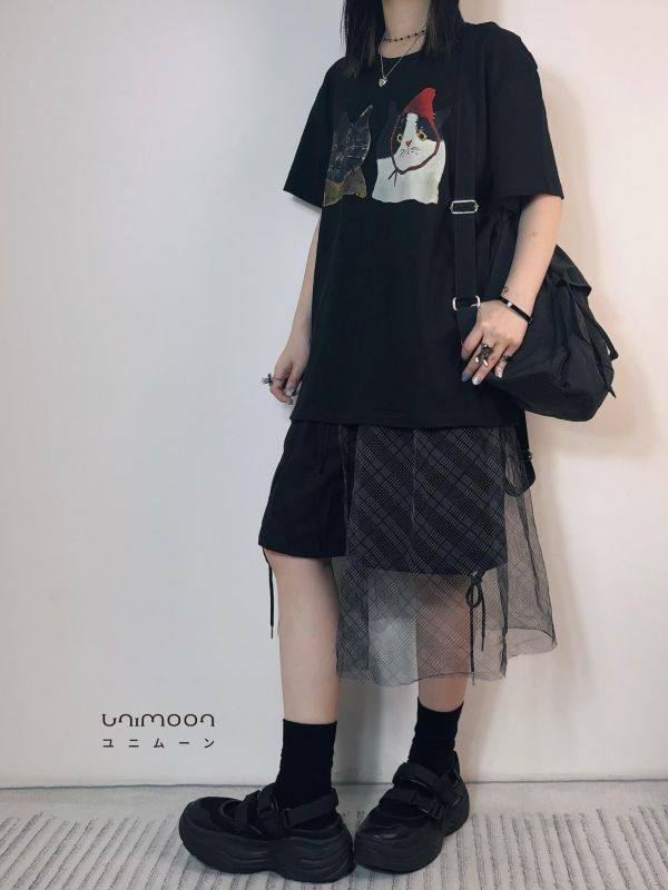 ᴊᴜɴ 𝟮𝟱-𝟭 cats party休閒印花Tee 