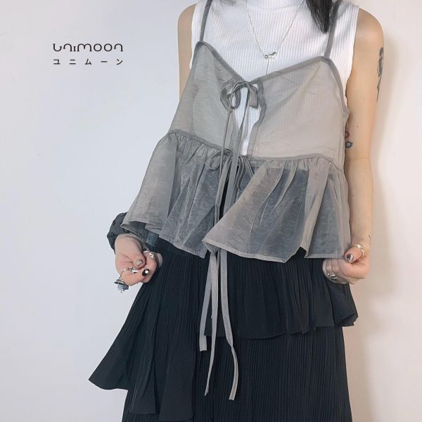 ꜱᴇᴘ 𝟮𝟱-𝟭𝟱 百搭款雙綁帶透紗背心 