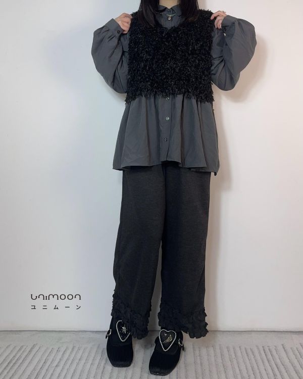 𝟮𝟲𝟯𝟬𝟵 日常小劇場抽繩雙層花邊顯瘦直筒褲 