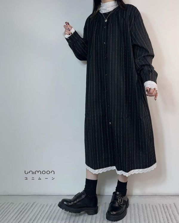 ɴᴏᴠ 𝟮𝟱-𝟳 靜靜書頁蕾絲滾邊襯衫洋裝 