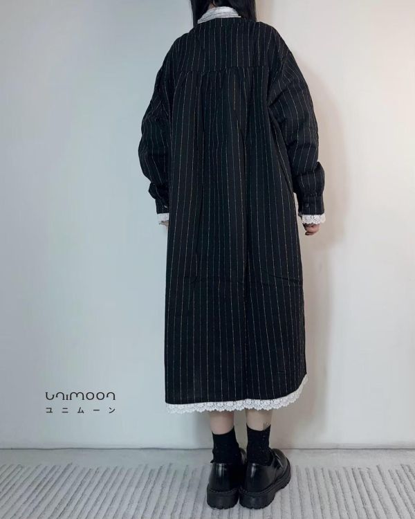 ɴᴏᴠ 𝟮𝟱-𝟳 靜靜書頁蕾絲滾邊襯衫洋裝 