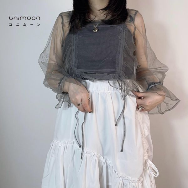 𝟮𝟲𝟯𝟭𝟴 灰天鵝舞曲抽繩設計兩件套上衣 