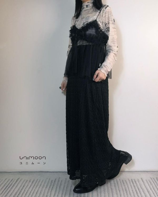 ꜱᴇᴘ 𝟮𝟱-𝟳 夜影刺繡後開衩直筒長裙 