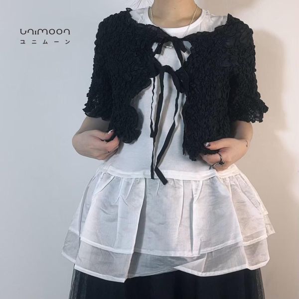 ꜱᴇᴘ 𝟮𝟱-𝟰 雙綁帶泡泡布短版小外罩 