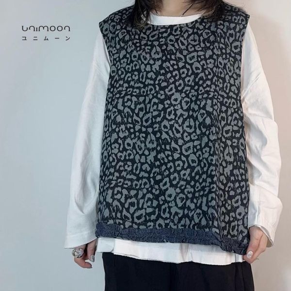 ɴᴏᴠ 𝟮𝟱-𝟮𝟭 丹寧豹紋木耳卷邊背心 