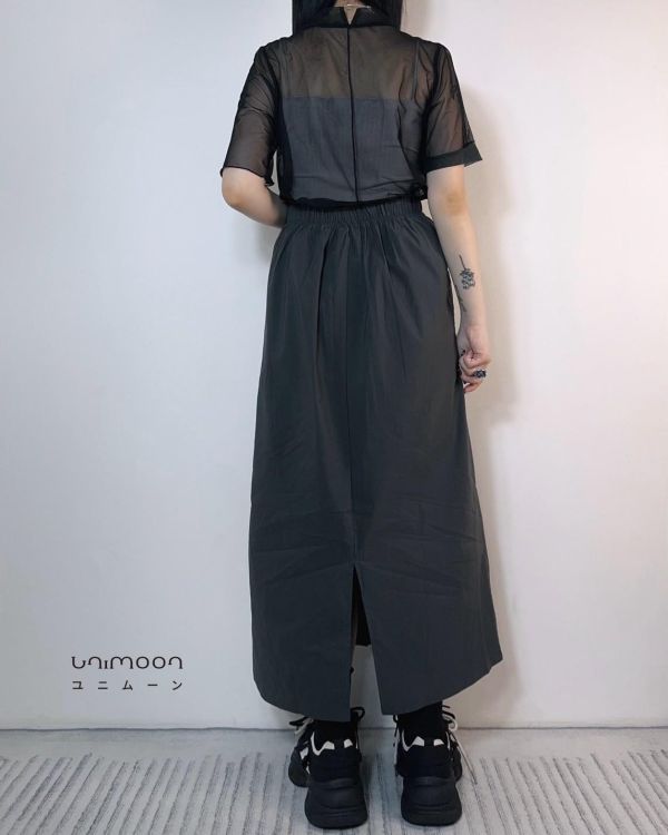 ᴊᴜɴ 𝟮𝟱-𝟭𝟴 機能工裝感彈性布開衩直筒裙 