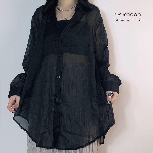 ꜱᴇᴘ 𝟮𝟱-𝟭𝟮 慵懶系玻璃糖紙後綁帶襯衫 